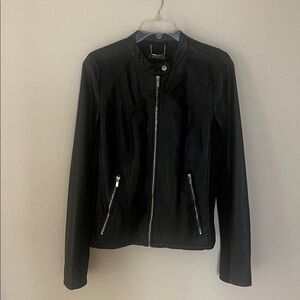 Express Black Faux Leather Full Zip Up Moto Jacket. Size L
